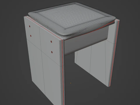 Wooden Stool 01 3D Model