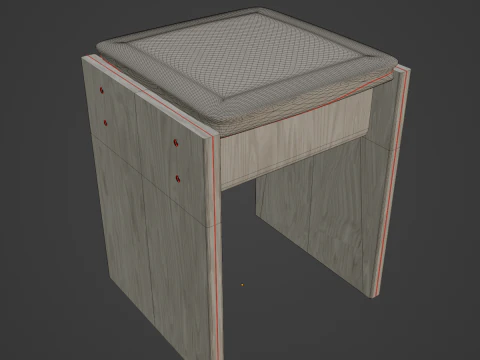 Wooden Stool 02 3D Model