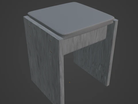 Wooden Stool 03 3D Model