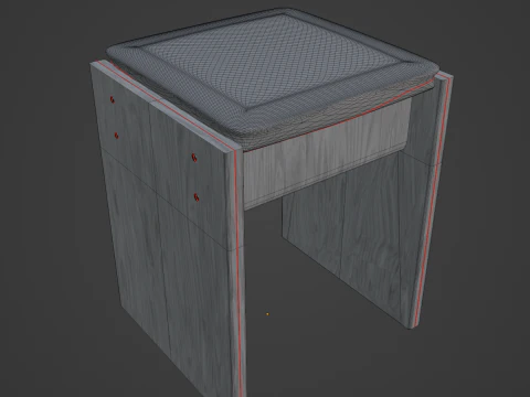 Wooden Stool 03 3D Model