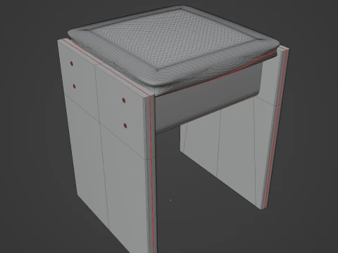 Wooden Stool 03 3D Model