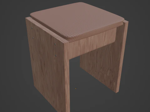 Wooden Stool 04 3D Model
