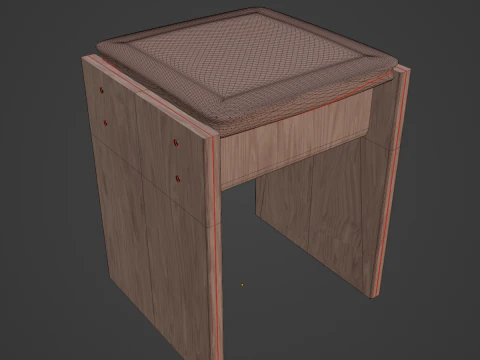 Wooden Stool 04 3D Model