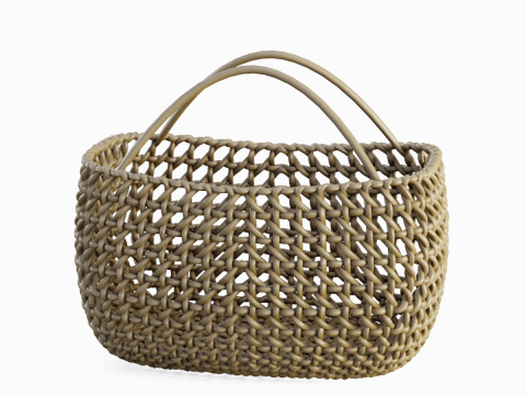 Woven Basket with Handle 01 3D Model
