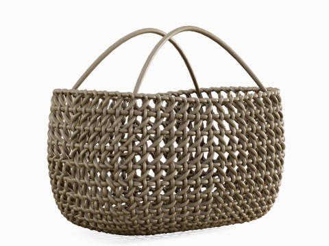 Woven Basket with Handle 01 3D Model