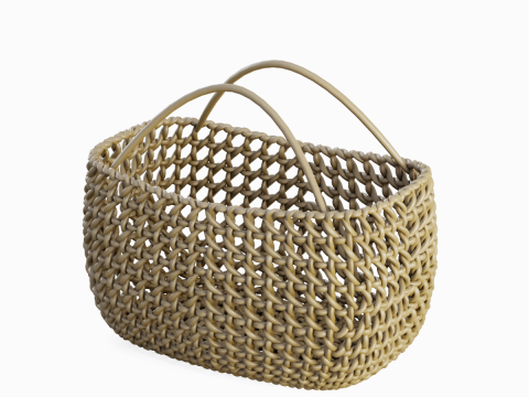 Woven Basket with Handle 01 3D Model