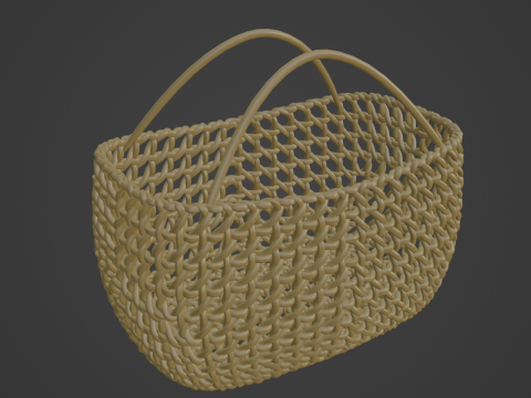 Woven Basket with Handle 01 3D Model