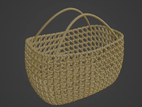 Woven Basket with Handle 01 3D Model