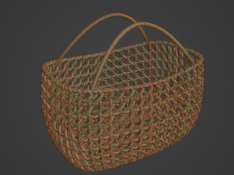 Woven Basket with Handle 01 3D Model