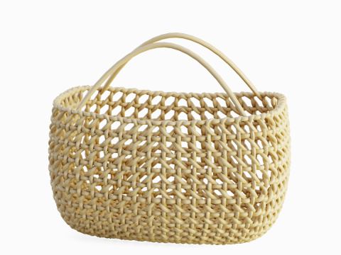 Woven Basket with Handle 02 3D Model