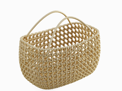 Woven Basket with Handle 02 3D Model
