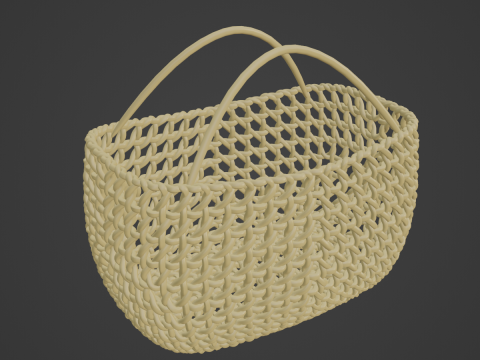 Woven Basket with Handle 02 3D Model