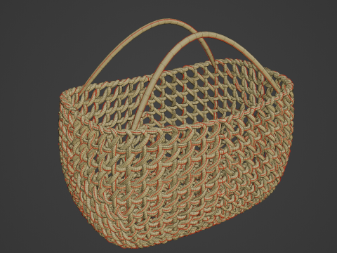 Woven Basket with Handle 02 3D Model