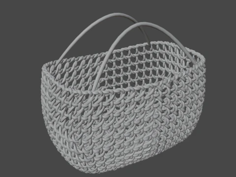 Woven Basket with Handle 02 3D Model