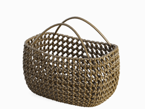 Woven Basket with Handle 03 3D Model