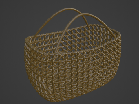 Woven Basket with Handle 03 3D Model