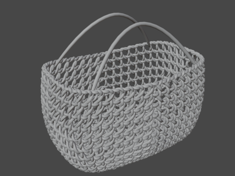 Woven Basket with Handle 03 3D Model