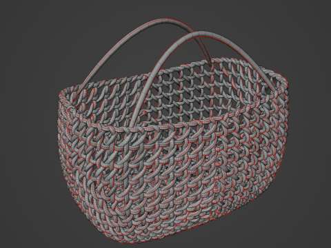 Woven Basket with Handle 03 3D Model