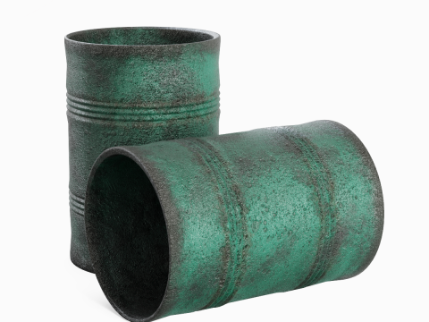 Used Steel Barrel B 01 3D Model