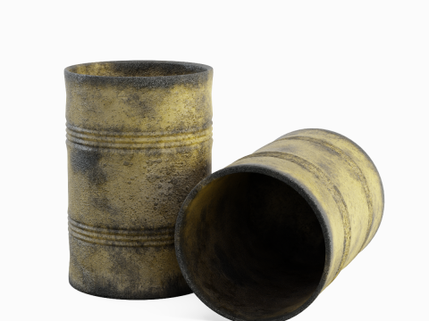 Used Steel Barrel B 04 3D 模型