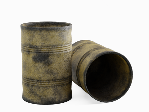 Used Steel Barrel B 04 3D 模型