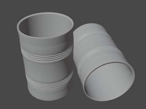 Used Steel Barrel B 04 3D 模型