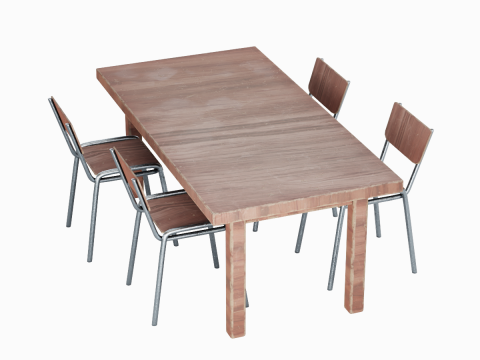 Medieval Table and Chairs 01 3Dモデル