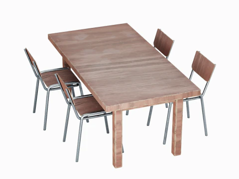 中世纪桌椅01 3D 模型