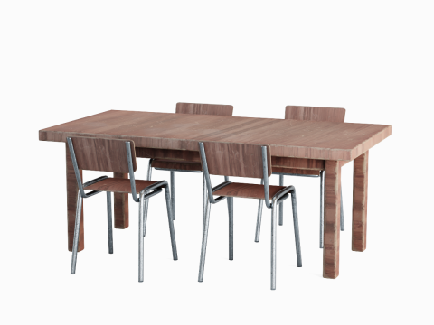 Medieval Table and Chairs 01 3D Model