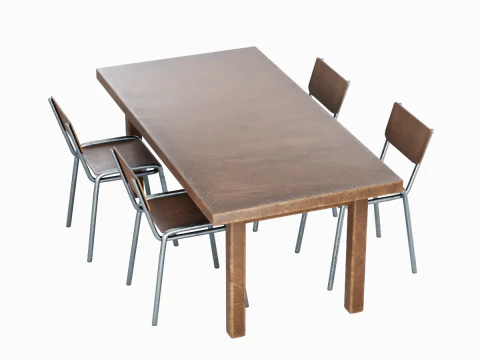 Tavolo e Sedie Medievali 02 Modello 3D