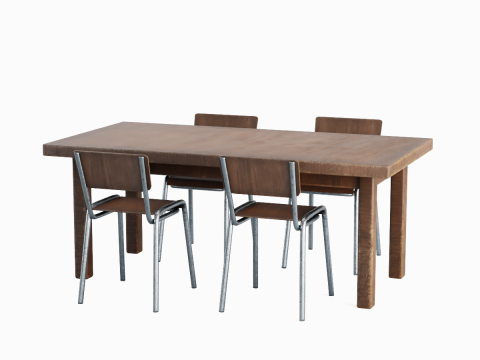 Medieval Table and Chairs 02 Modèle 3D