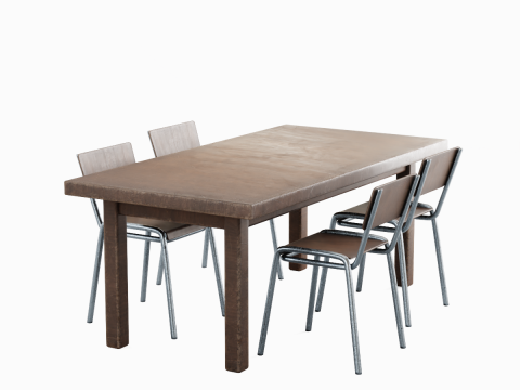 Medieval Table and Chairs 02 Modèle 3D