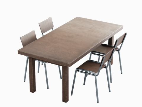 Medieval Table and Chairs 02 Modèle 3D