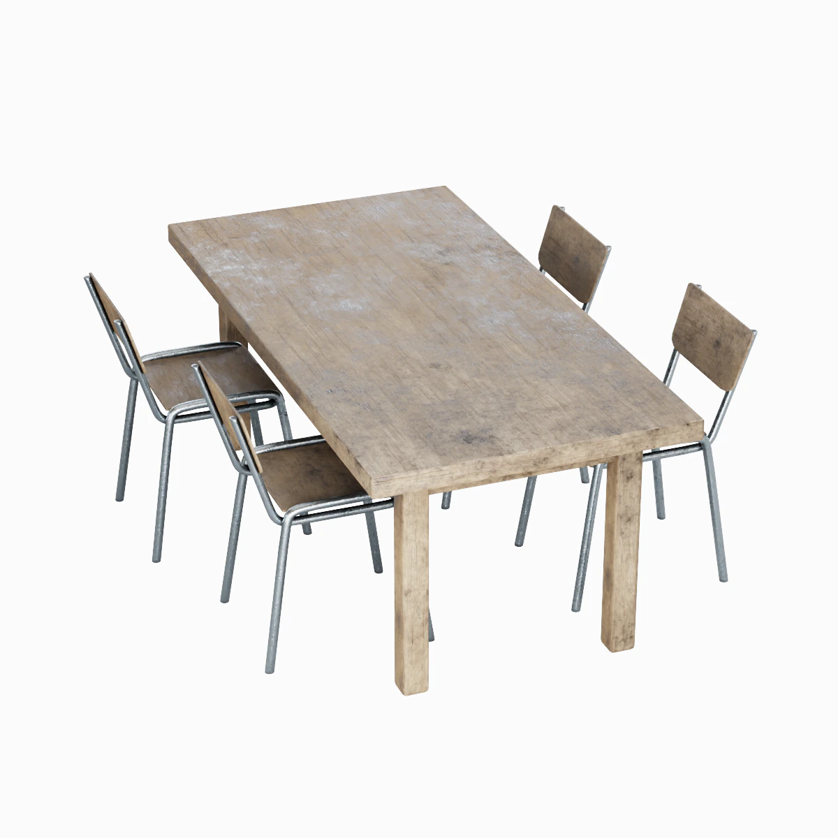 Medieval Table and Chairs 03 3D Model .c4d .max .obj .3ds .fbx .stl .blend 