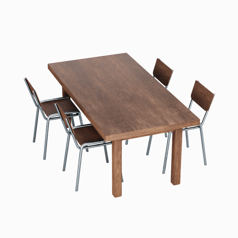 Medieval Table and Chairs 04 3D 모델 .c4d .max .obj .3ds .fbx .stl .blend