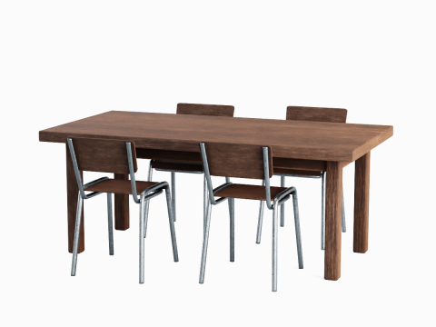 Medieval Table and Chairs 04 3D 모델