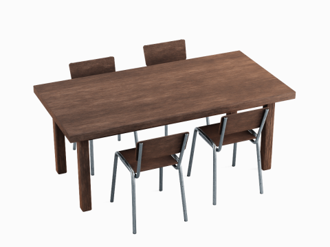 Medieval Table and Chairs 04 3D 모델