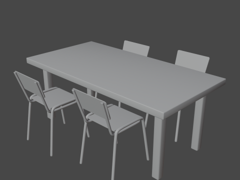 Medieval Table and Chairs 04 3D 모델