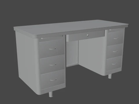 Metal Desk 01 3D Model