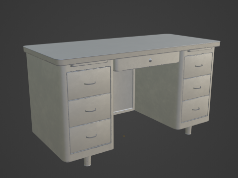 Metal Desk 04 3D Model