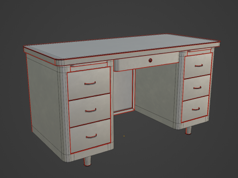 Metal Desk 04 3D Model