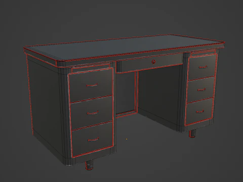 Metal Desk 05 3D Model