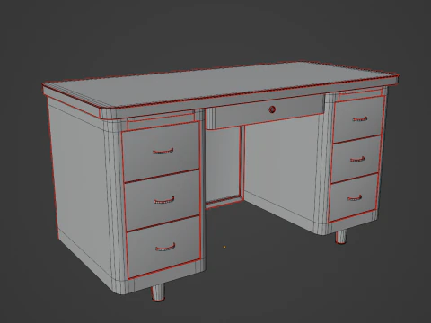 Metal Desk 05 3D Model