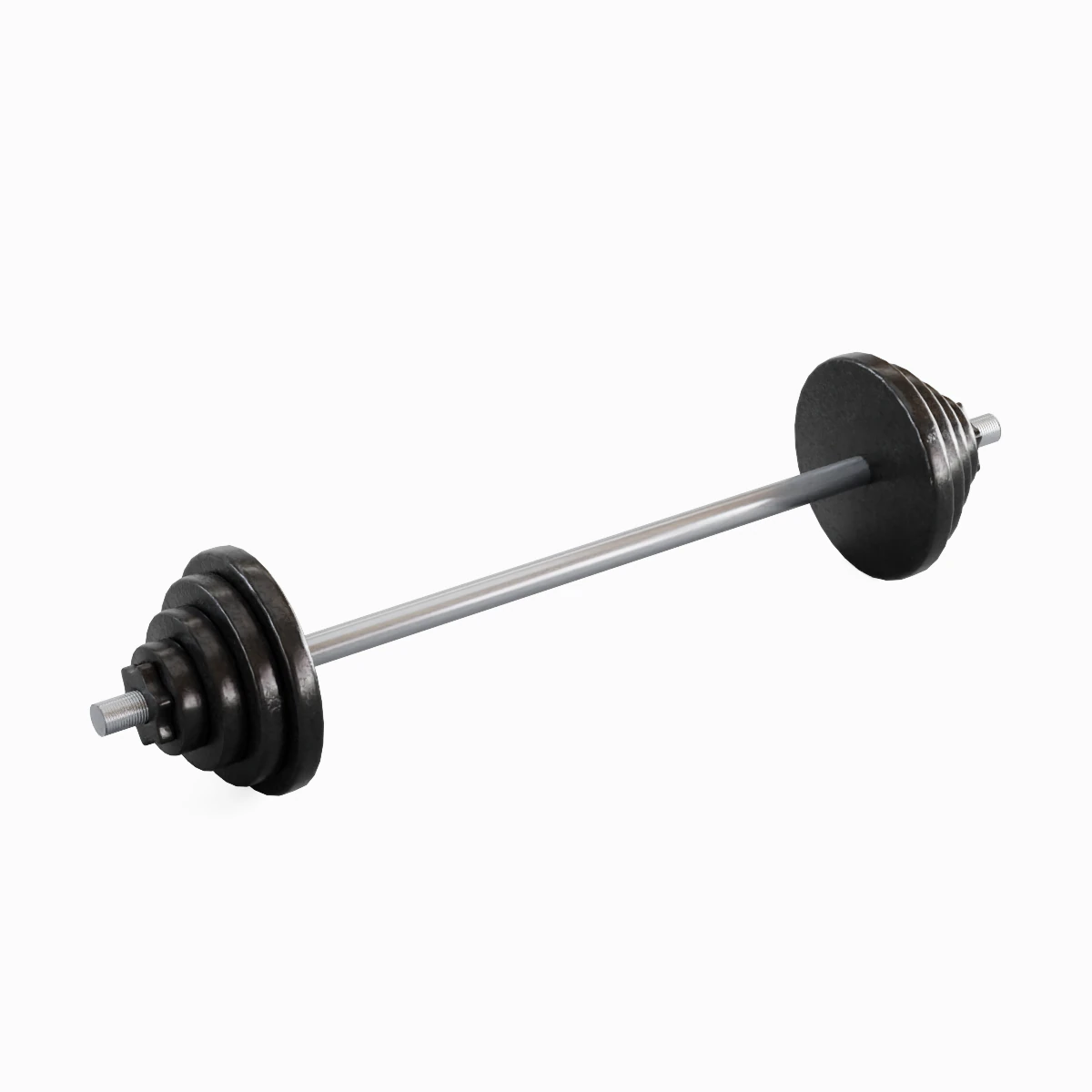 Iron Barbell 01 3D Model .c4d .max .obj .3ds .fbx .stl .blend 