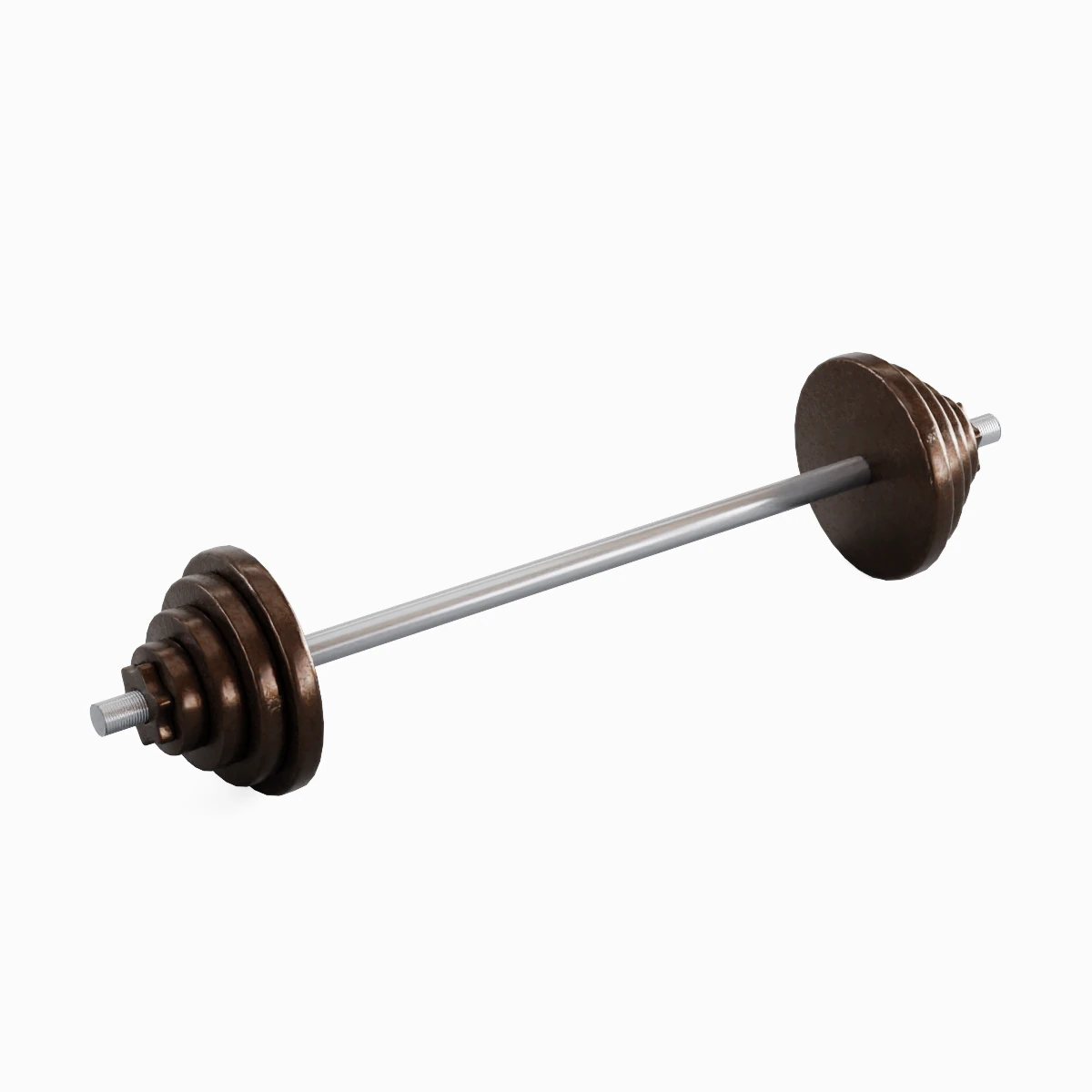 Iron Barbell 02 3D Model .c4d .max .obj .3ds .fbx .stl .blend 