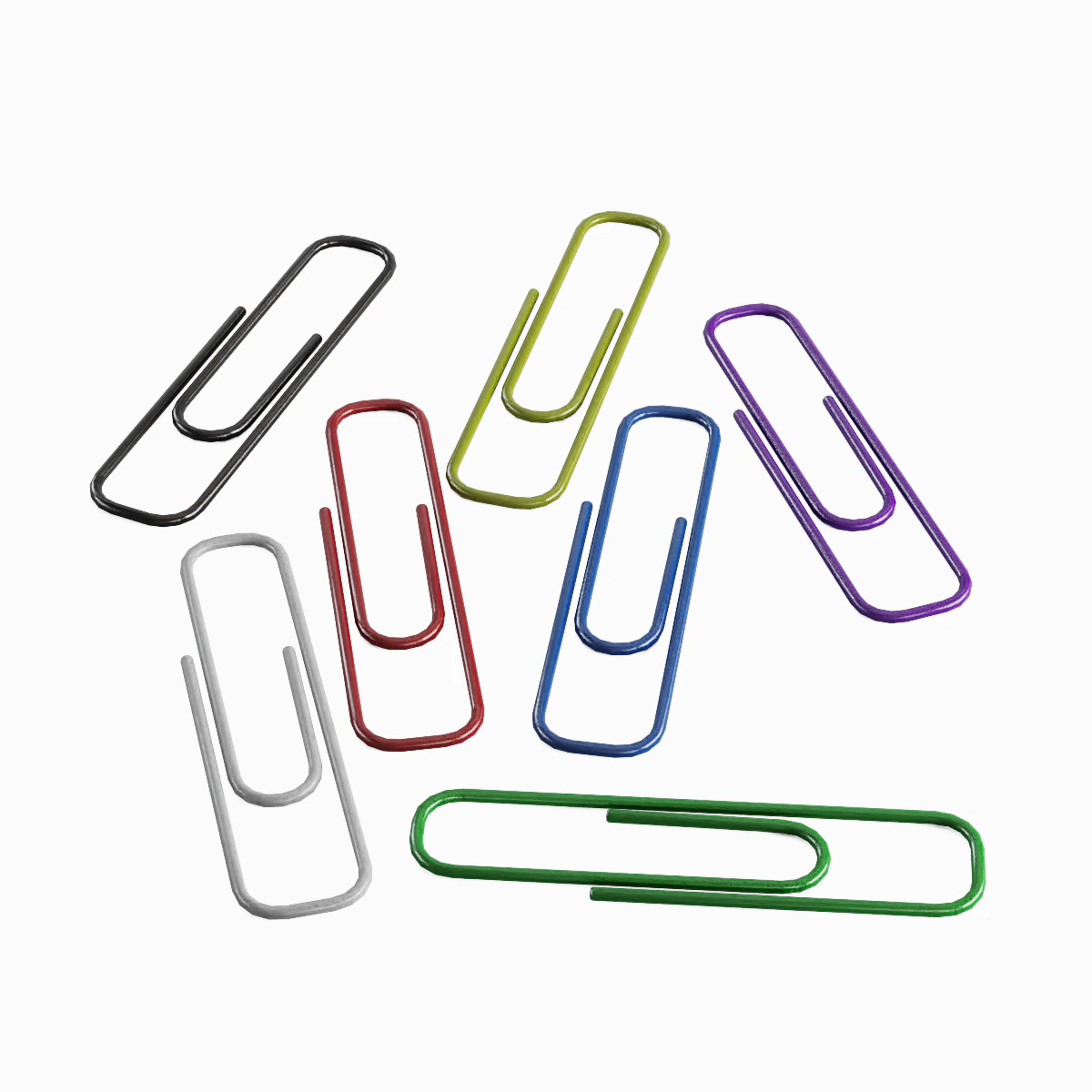 Plastic Paper Clips 7 Pcs 3D Model .c4d .max .obj .3ds .fbx .stl .blend 