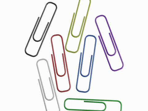 Plastic Paper Clips 7 Pcs 3D Model