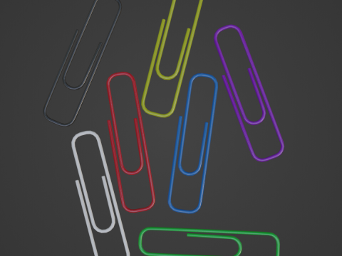 Plastic Paper Clips 7 Pcs 3D-Modell