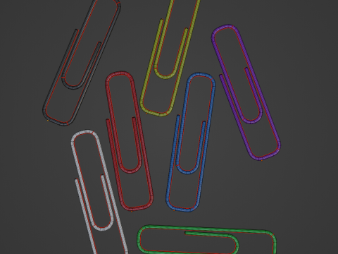 Plastic Paper Clips 7 Pcs 3D-Modell