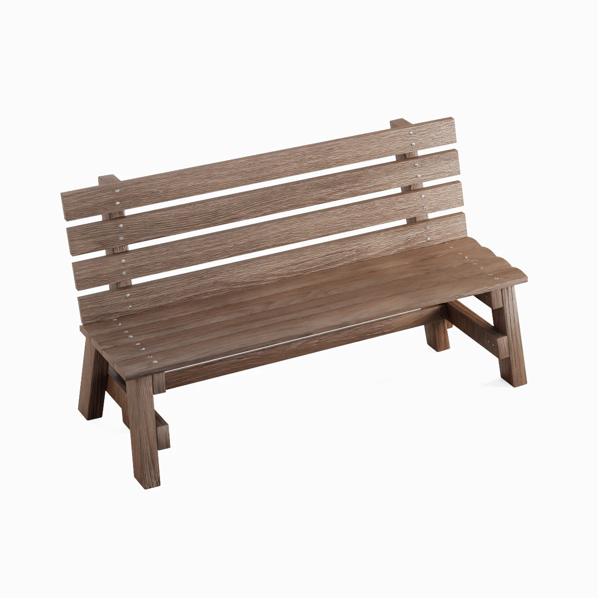 Wooden Outdoor Bench 01 3D Model .c4d .max .obj .3ds .fbx .stl .blend 